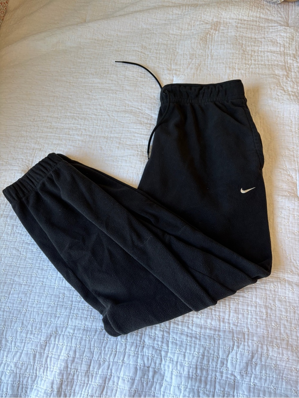 Nike Black Fleece Joggers with White Swoosh